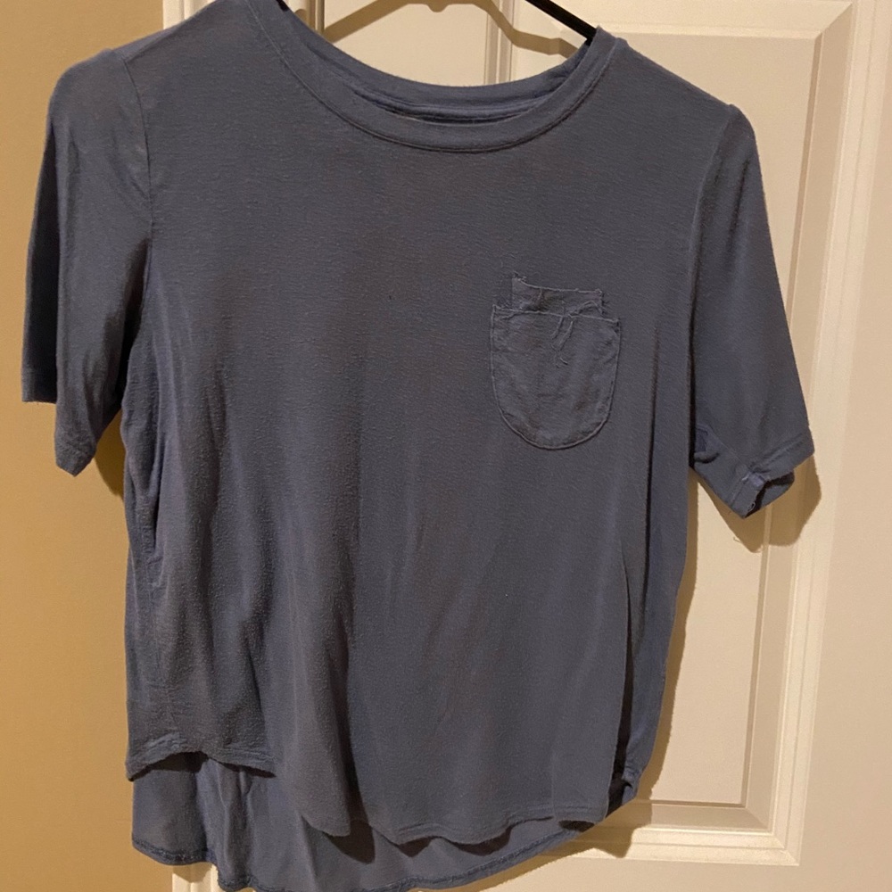 Short sleeve burn out blue top